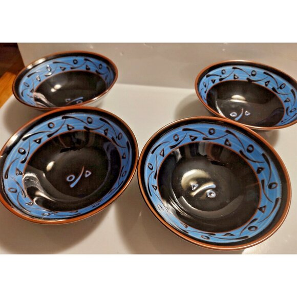 Ceramic Rice Bowl Set Japan 6" Raised Pattern (set of 4) - Picture 2 of 16